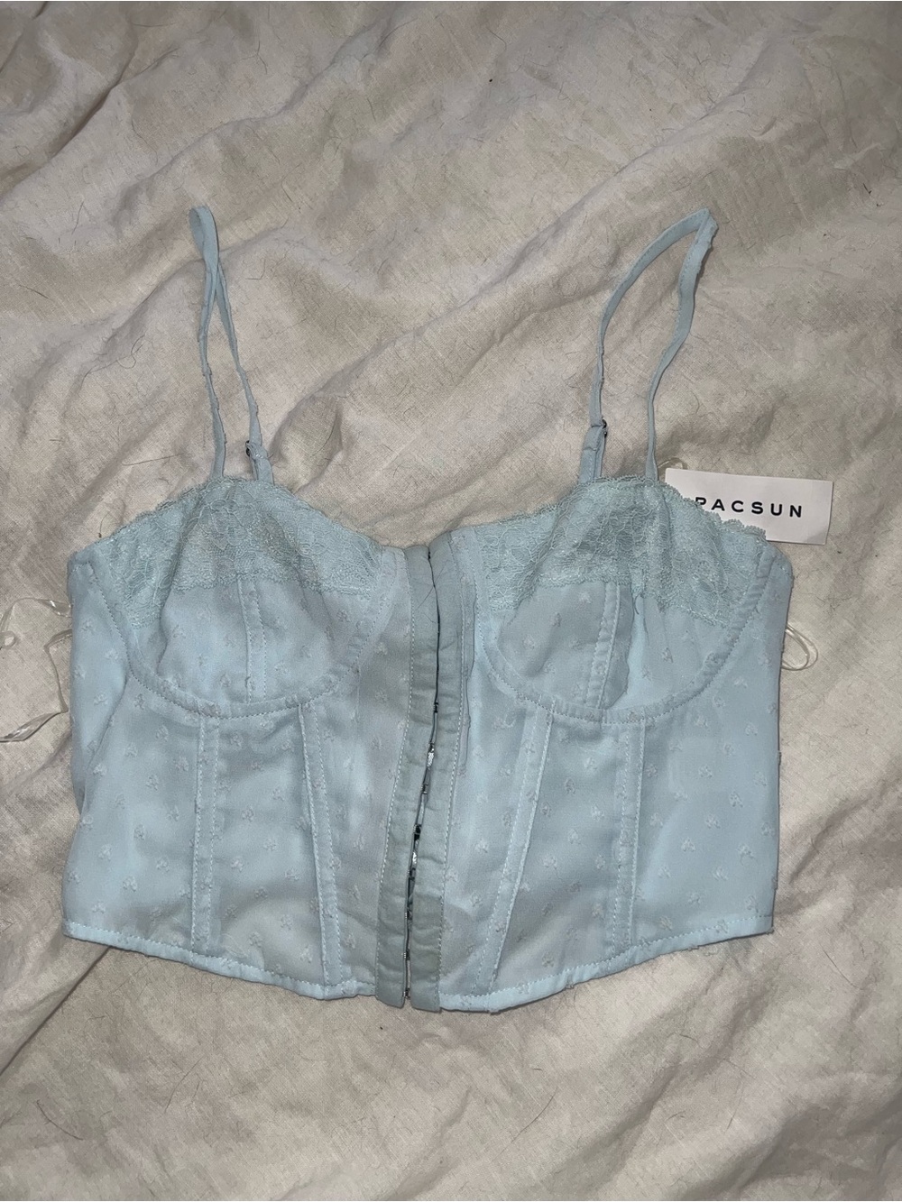 PacSun Pale Blue Lace Bustier Camisole
